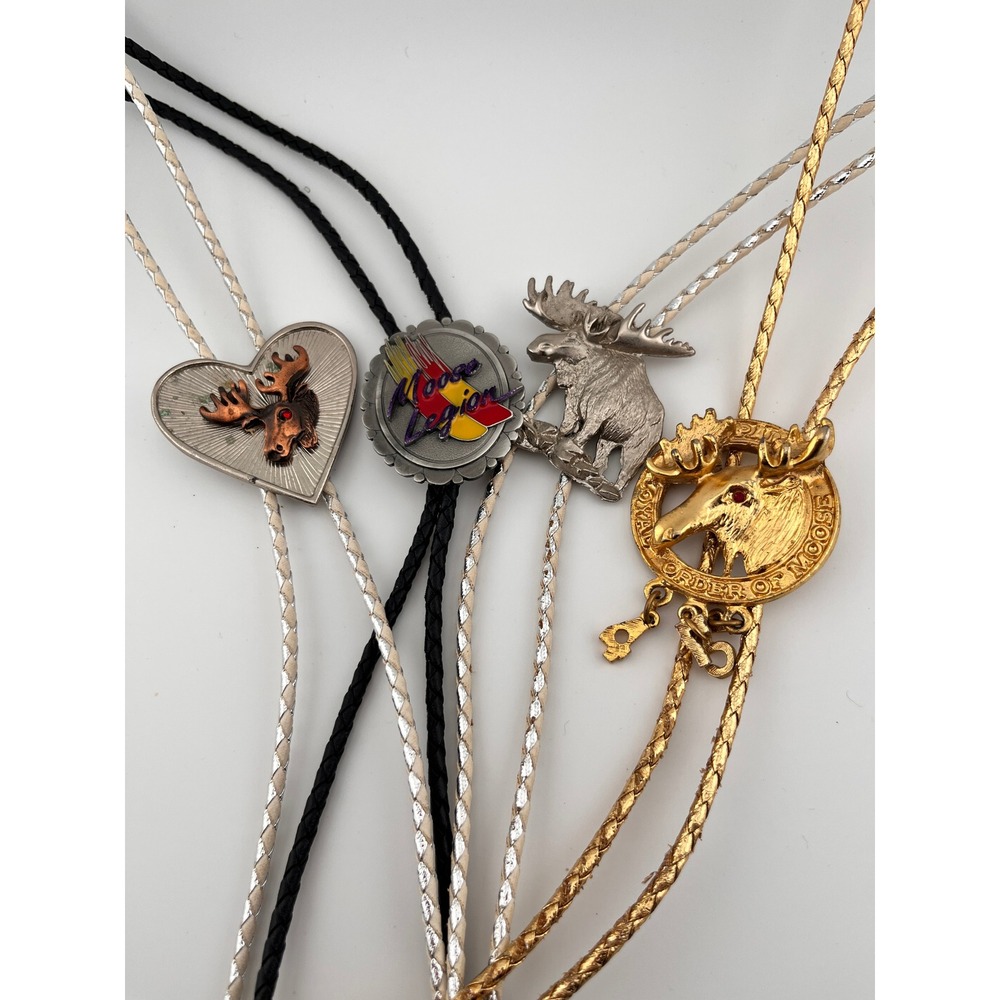 Vintage Bolo Ties Unisex OS Multi Good Loyal Order Moose Legion Petaluma Lot 4